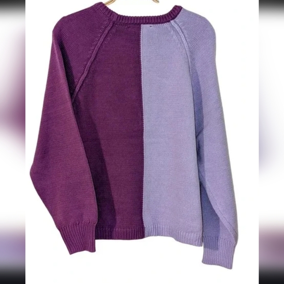 Kate & Mallory Two-Tone Purple Heart Sweater - Picture 3 of 15